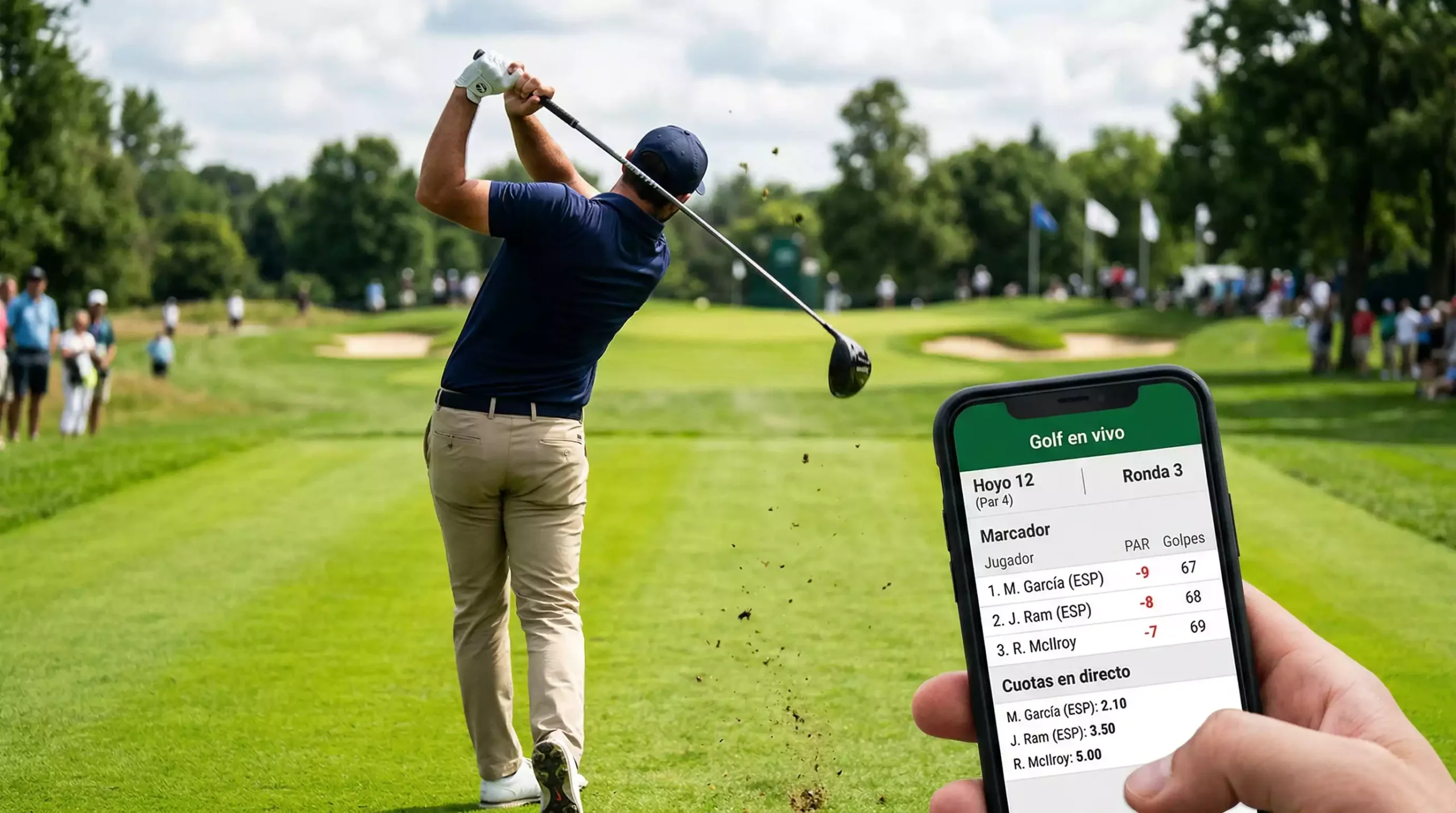 Apuestas de golf en vivo con seguimiento en tiempo real