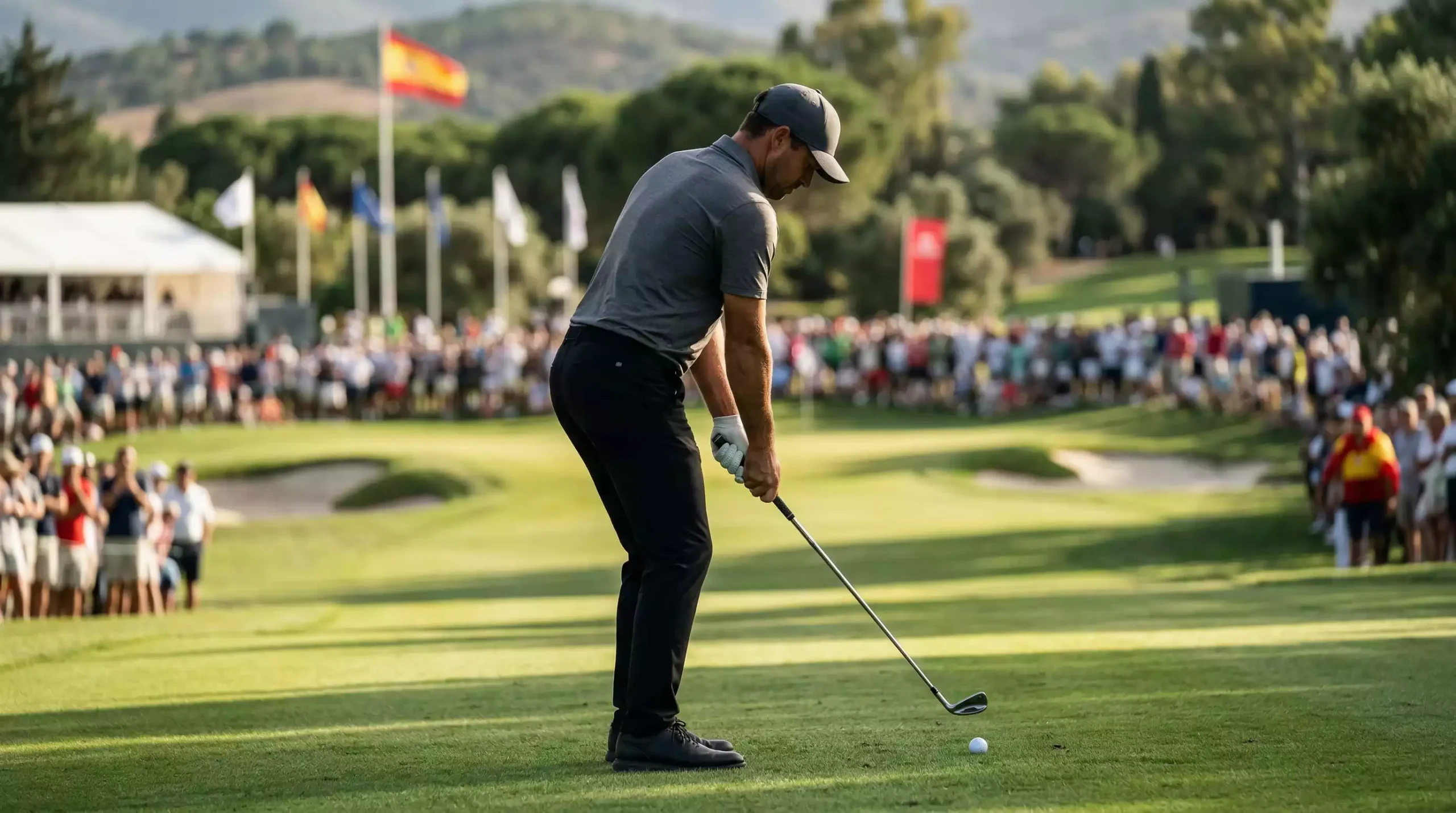 Jon Rahm en torneo de golf profesional para análisis de apuestas
